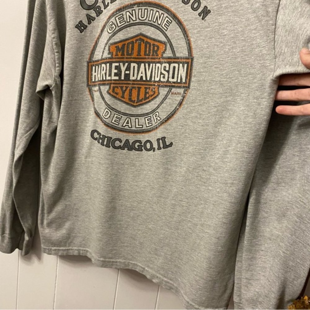 Y2K Vintage Harley Davidson Long Sleeve Shirt Grey Girl Biker Bike Babe Woman - Picture 3 of 14